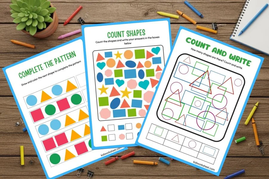 Free Printable Count the Shape Activities - KIDI