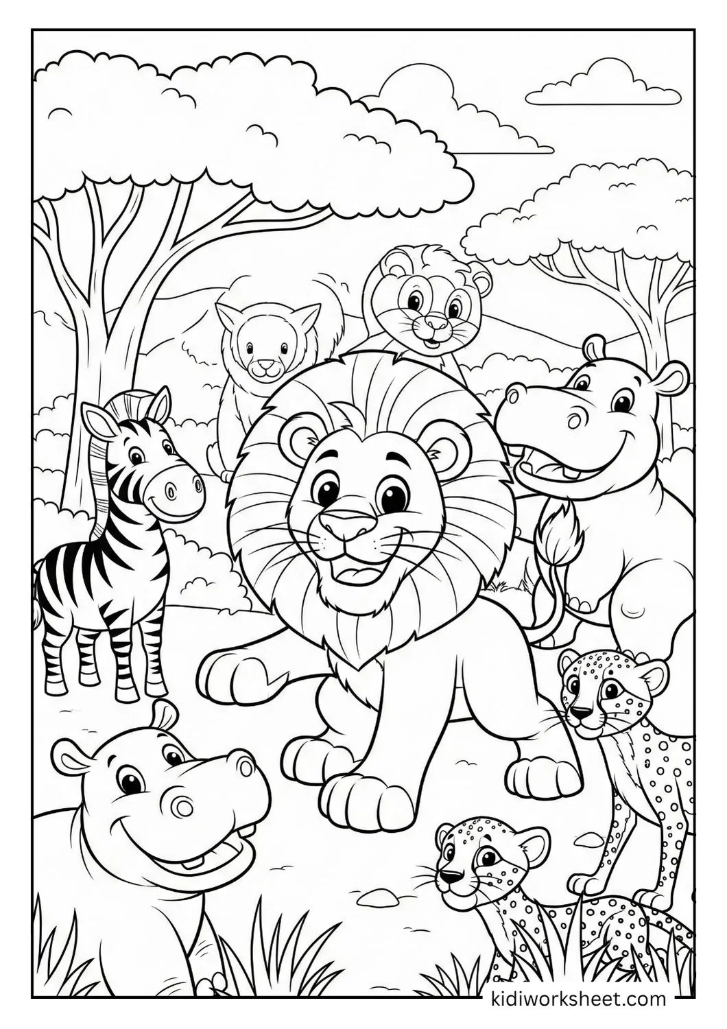 Lion and diverse animals