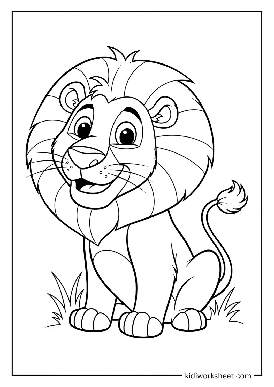 Smiling lion sitting