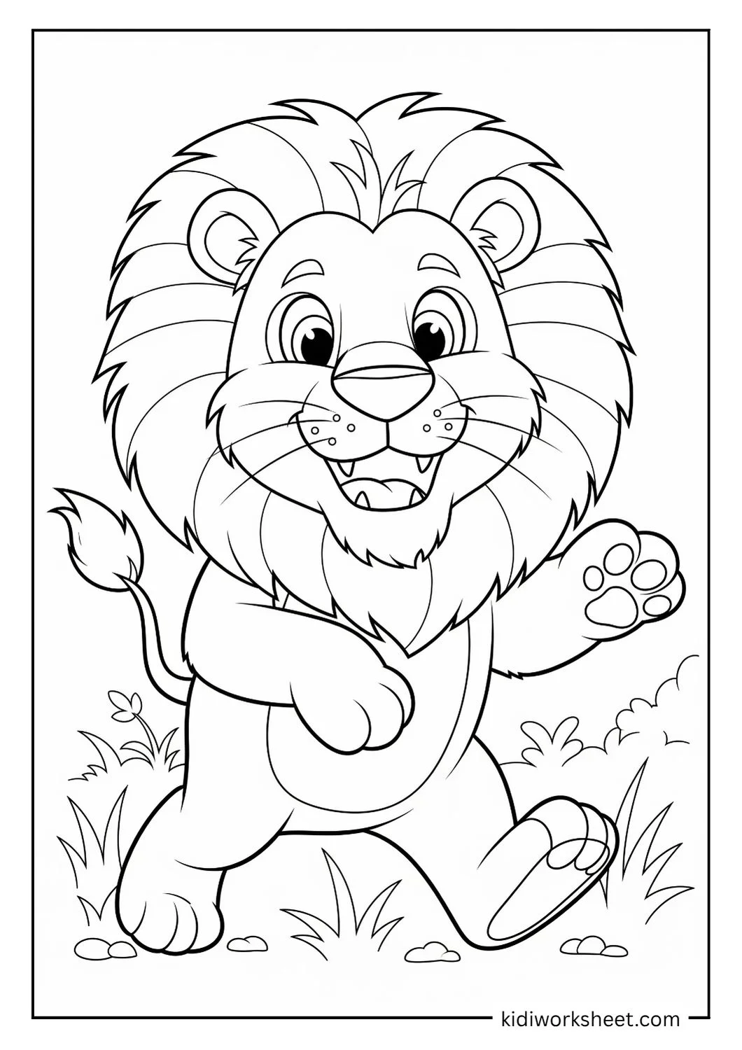 Playful lion standing