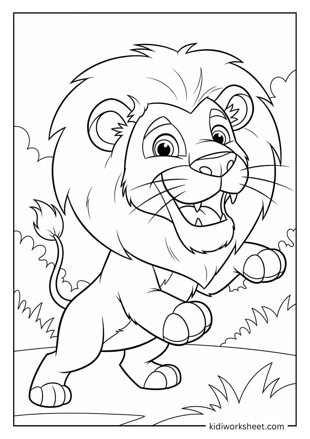 Roaring lion cub