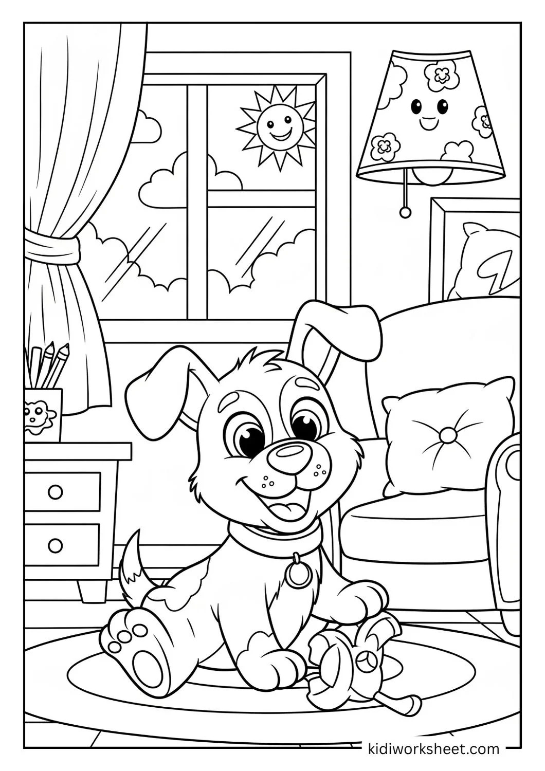Puppy in sunny room