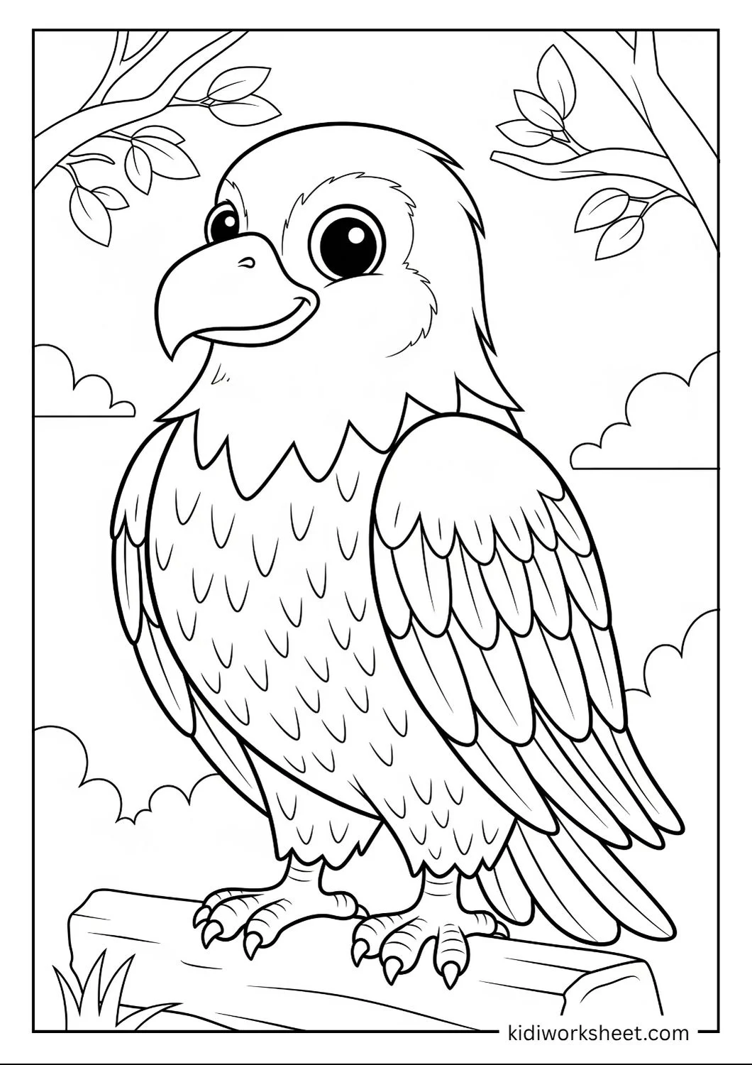 Happy eagle on branch