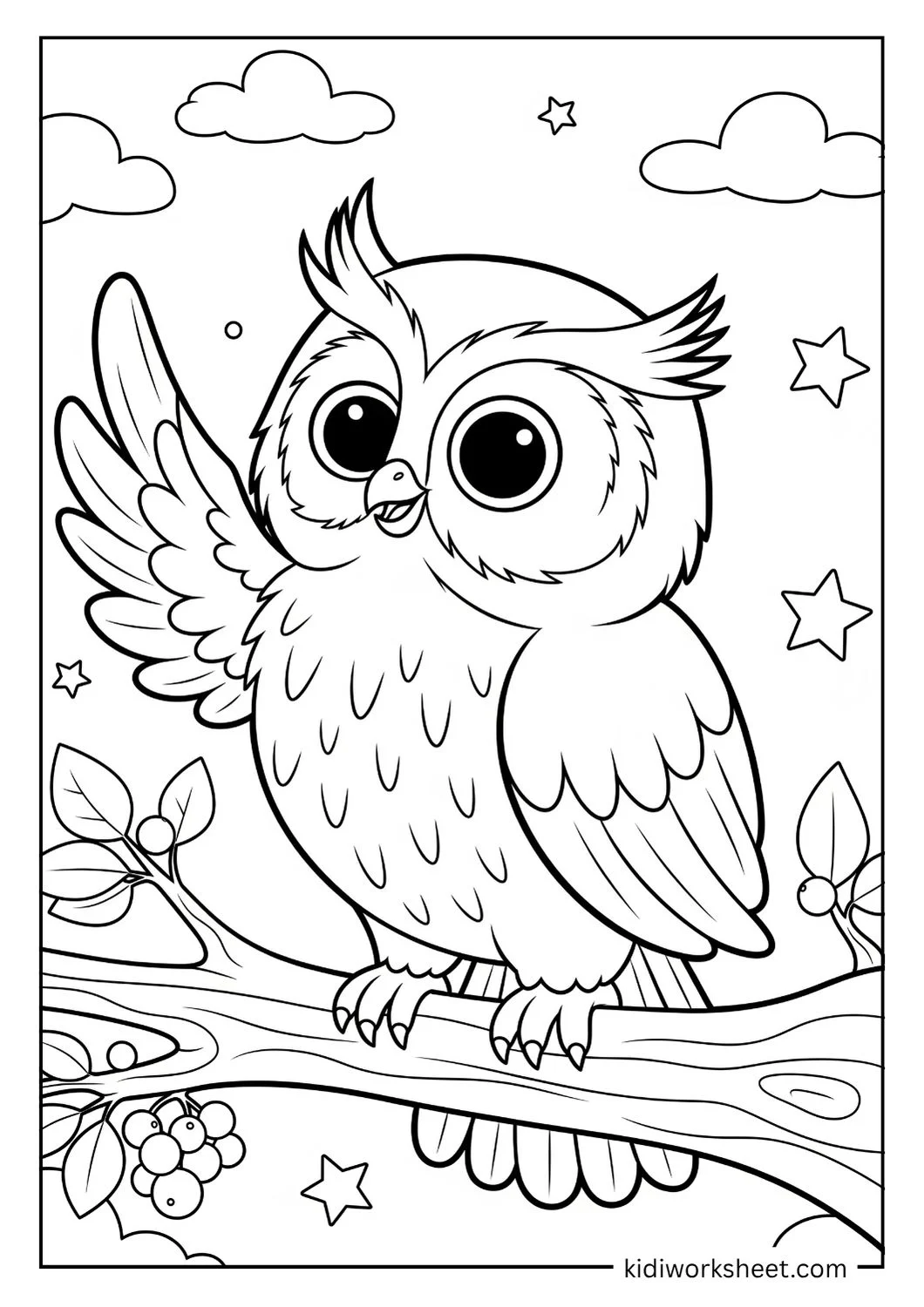 Happy owl waving