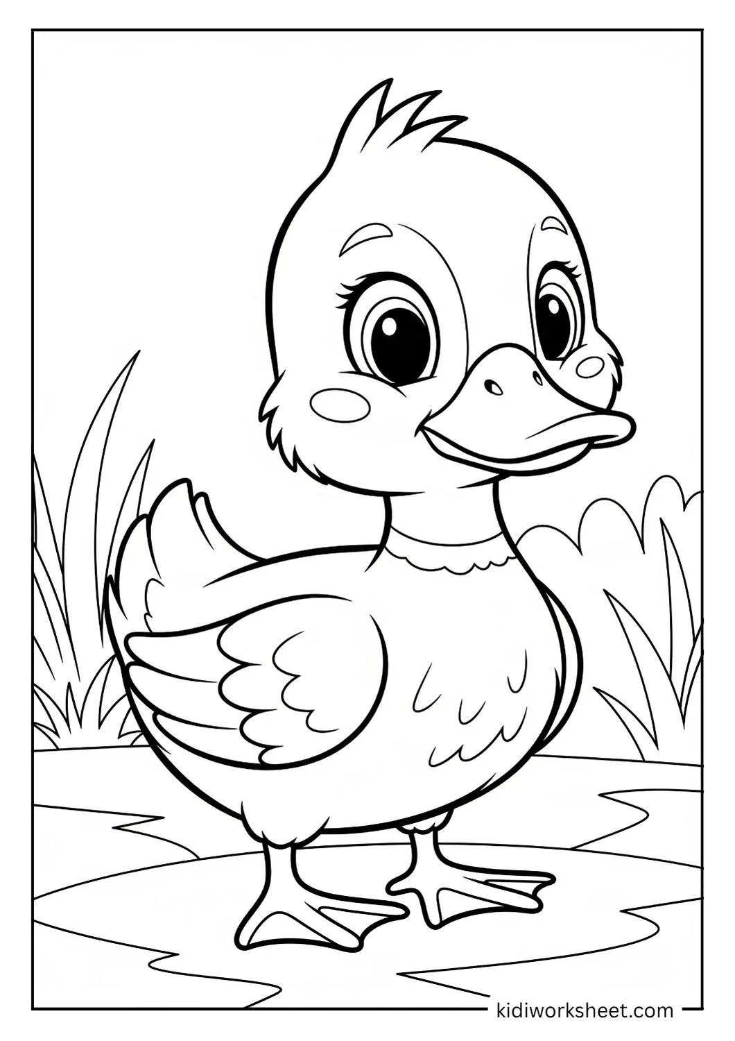 Cute duckling standing