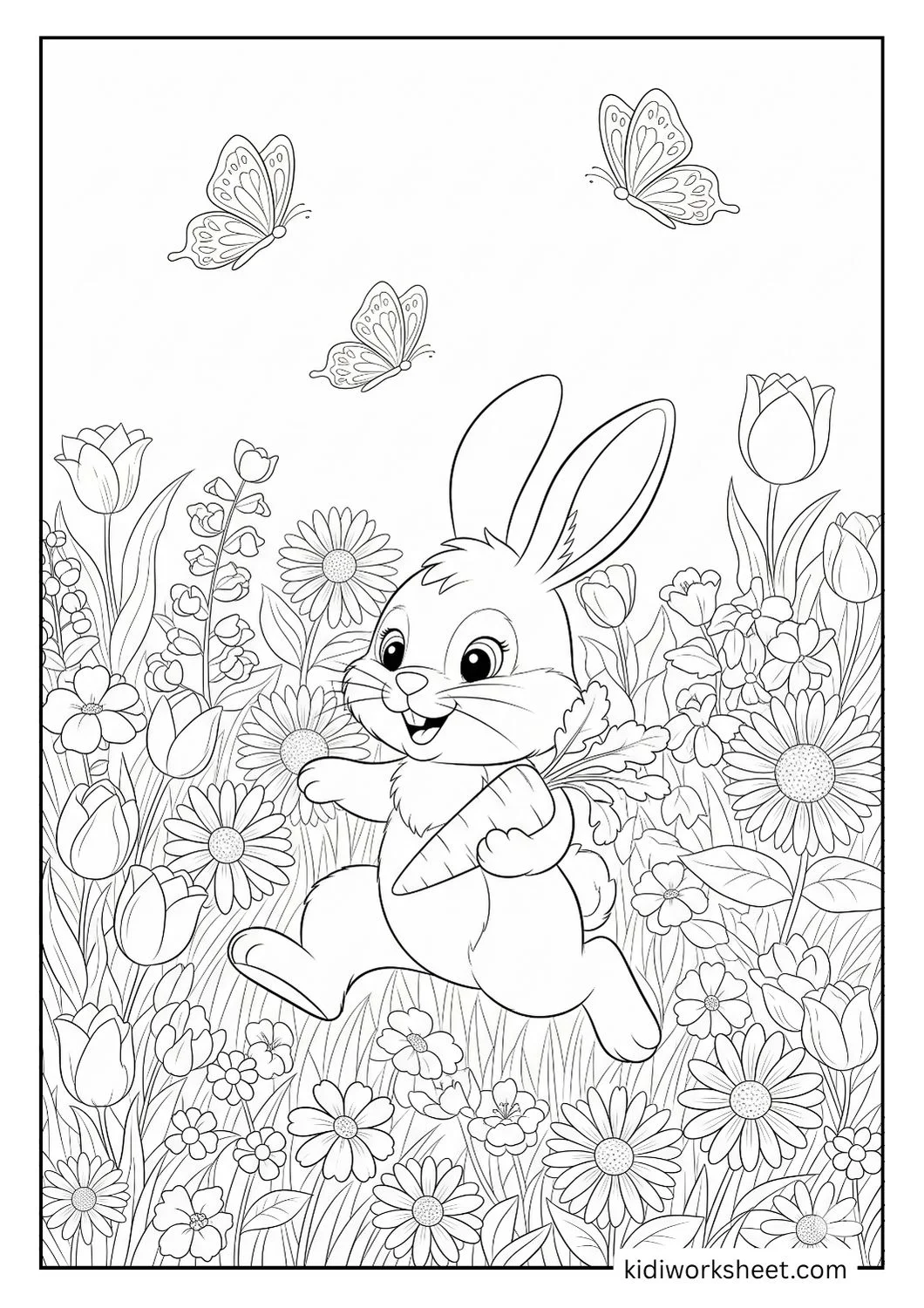 Bunny in flower garden