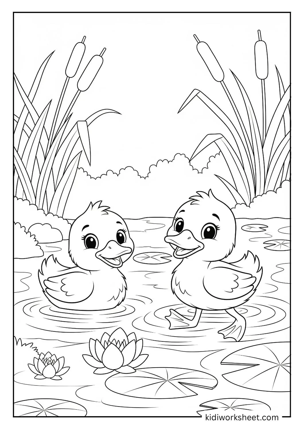 Ducklings with lily pads