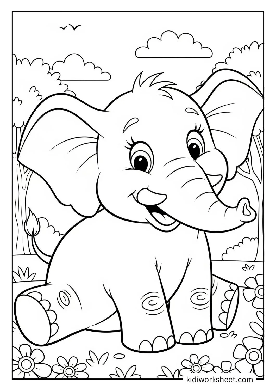 Elephant outline for coloring