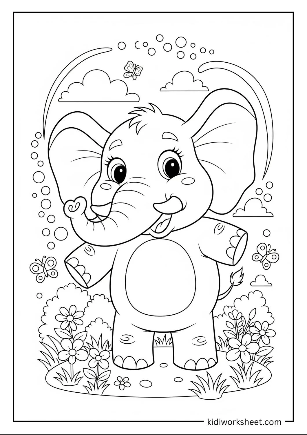 Elephant with butterflies