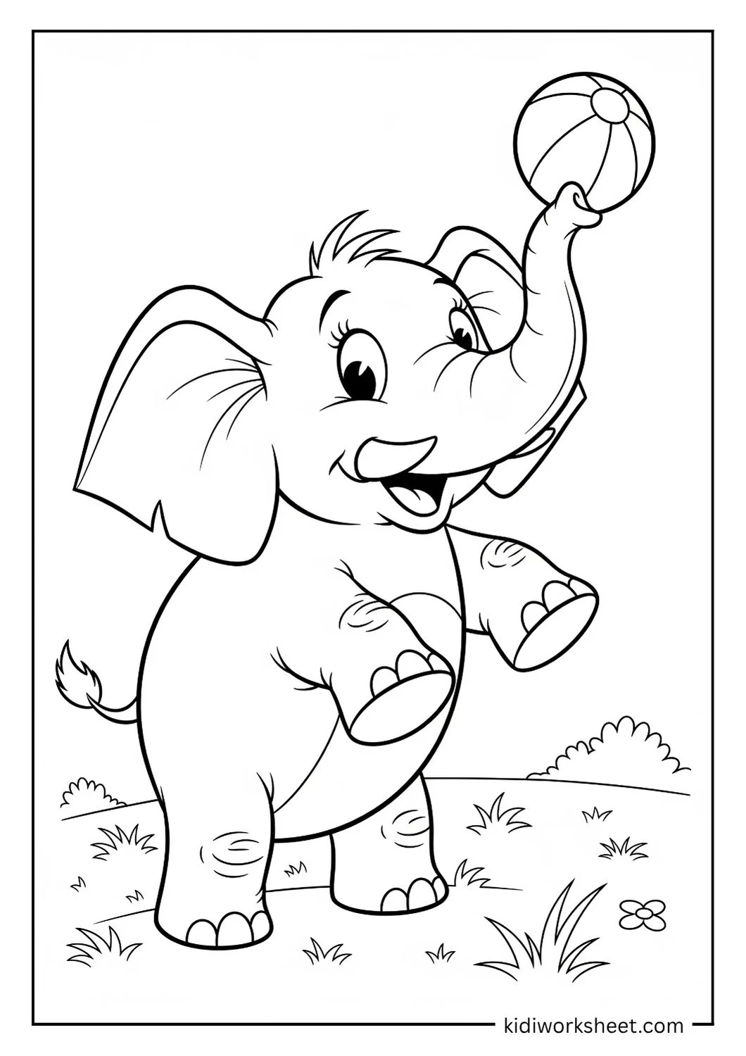 Elephant playing with ball