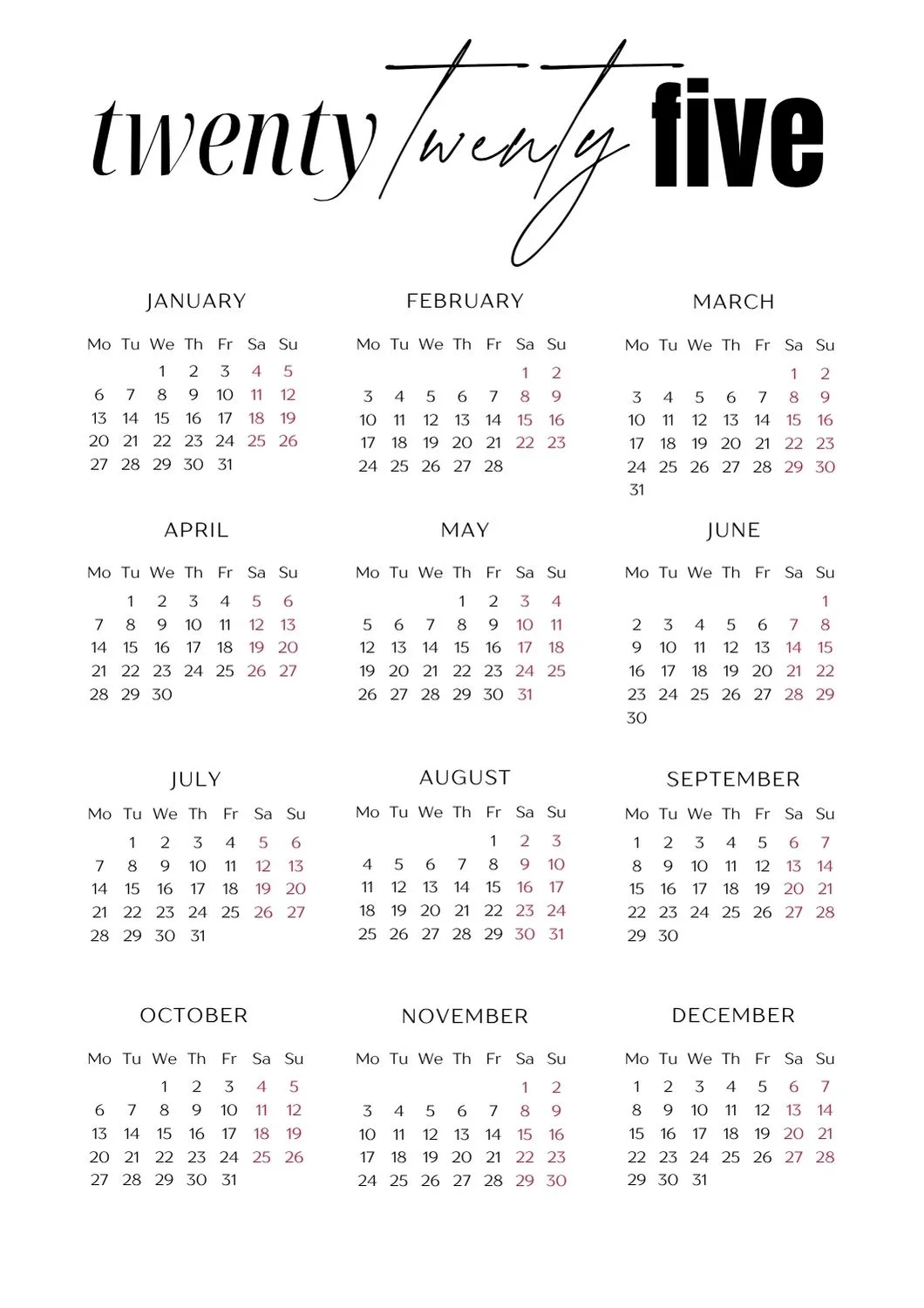 Calendar 2025 v26