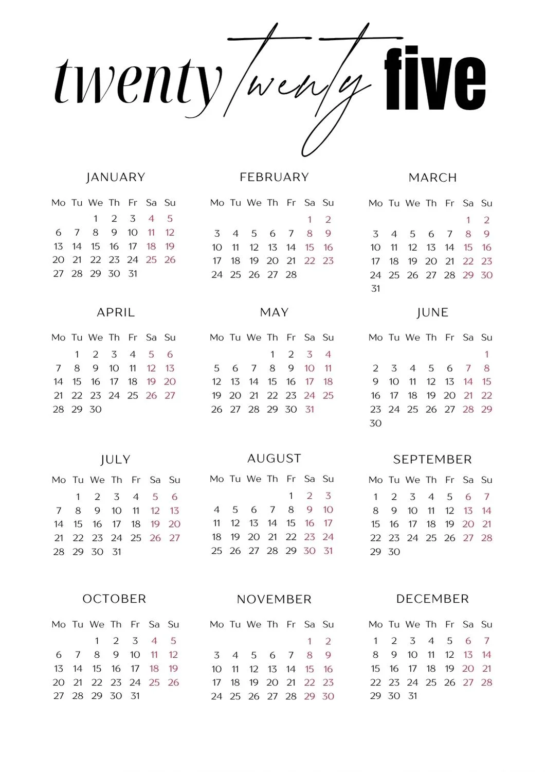 Calendar 2025 v28