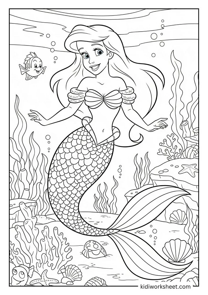 Smiling Ariel in ocean