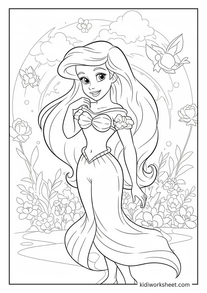 Ariel surrounded by flowers