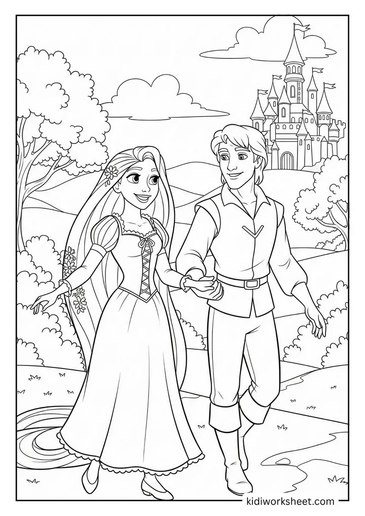 Rapunzel and Prince walking