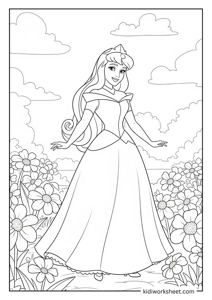 Aurora in flower field