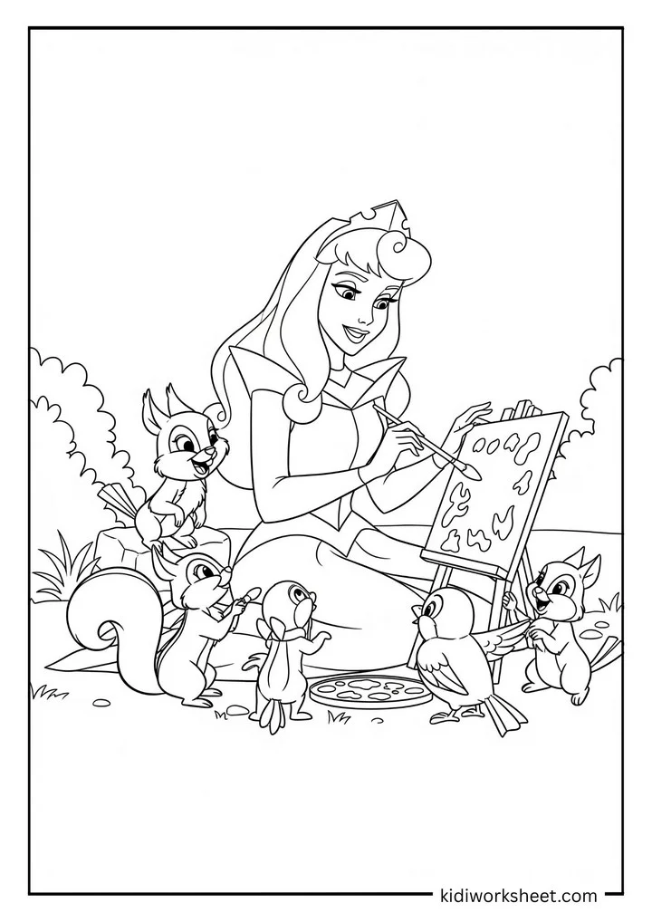 Aurora painting with animals