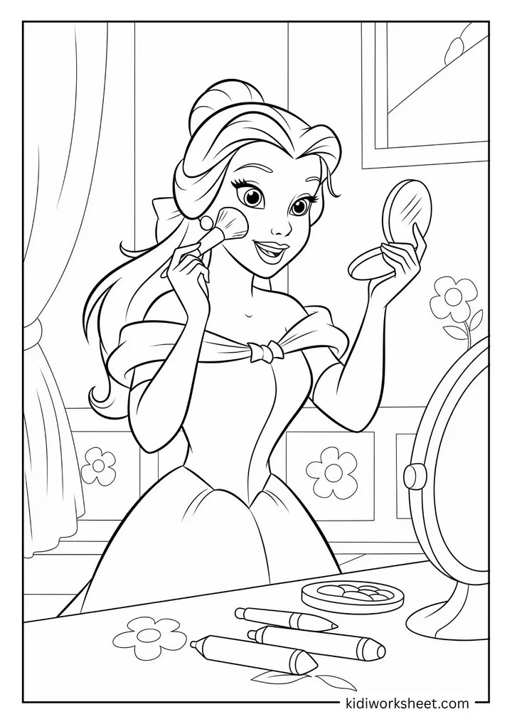 Belle applying makeup
