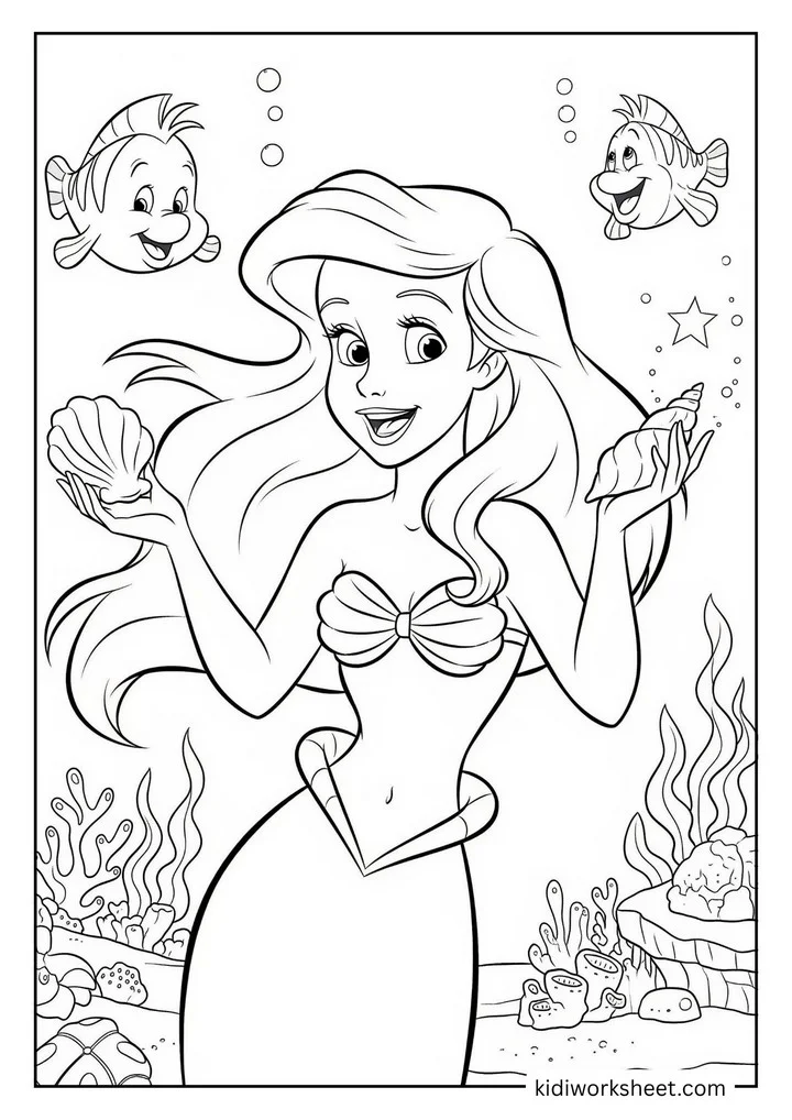 Ariel holding seashells
