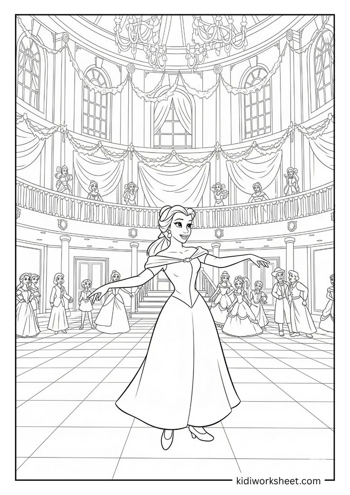 Belle dancing in ballroom