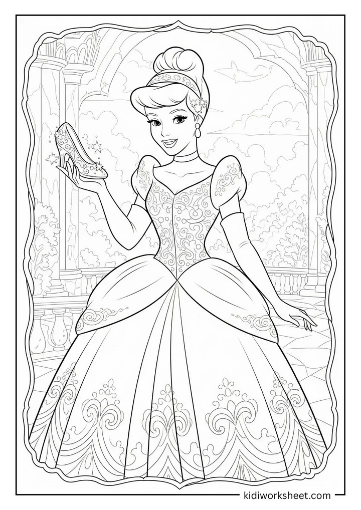Cinderella holding glass slipper