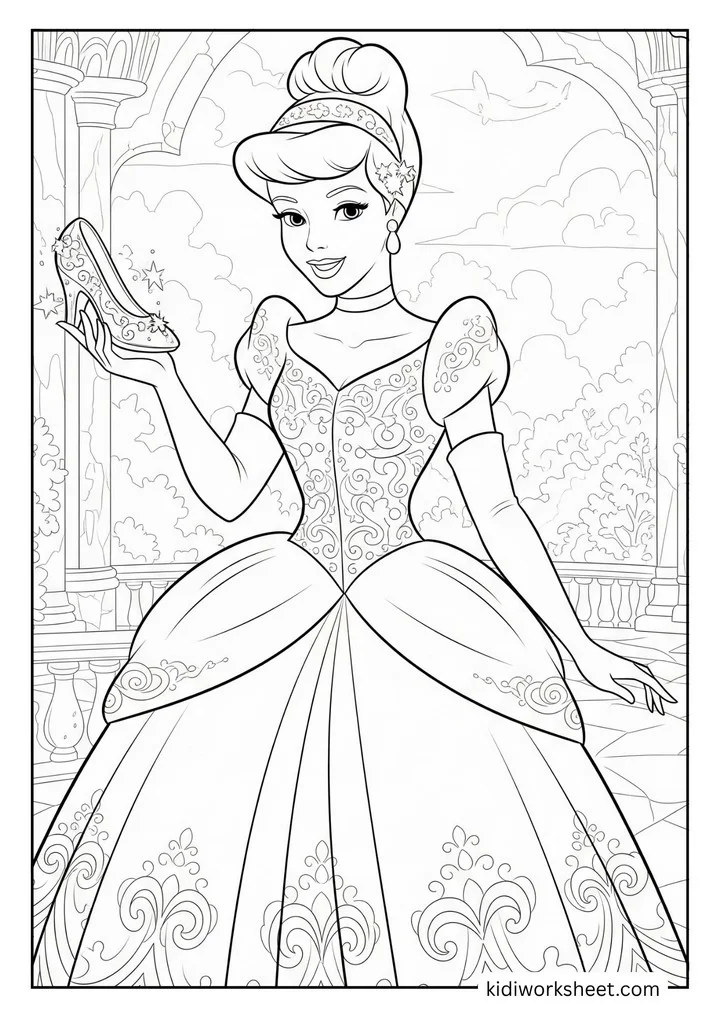 Cinderella holding glass slipper