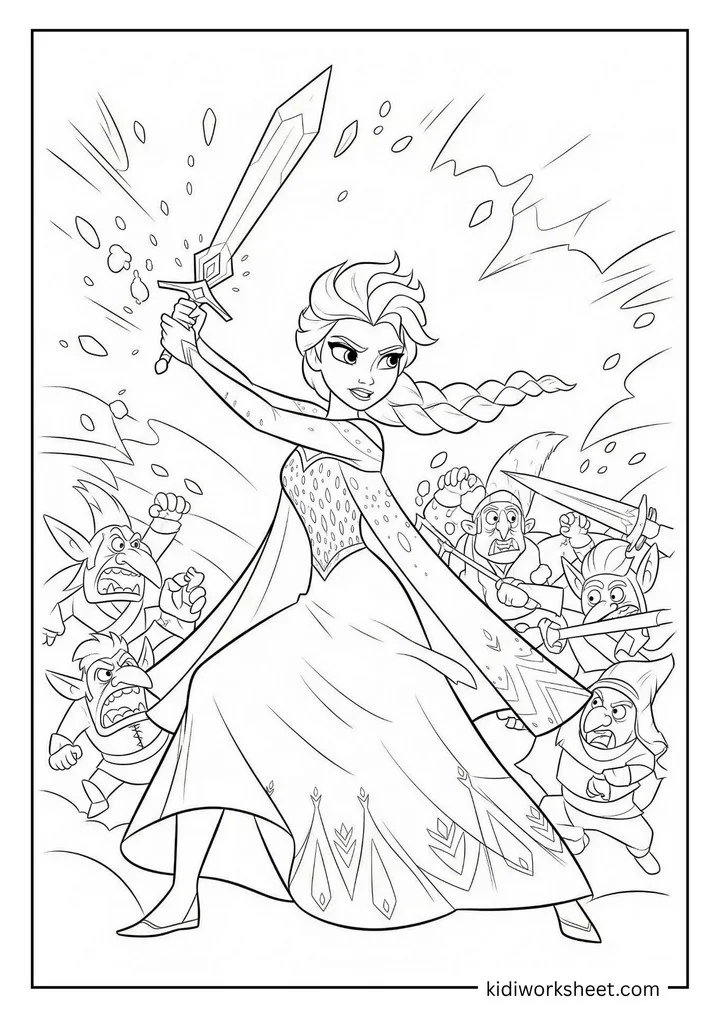 Elsa battling monsters