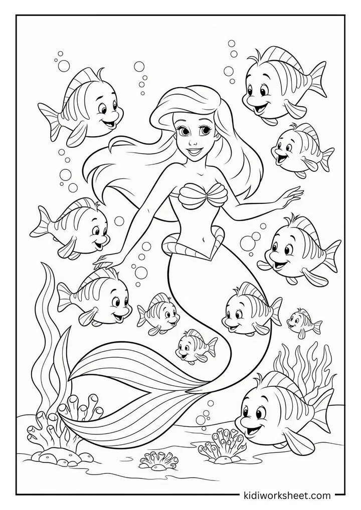 Ariel surrounded by fish