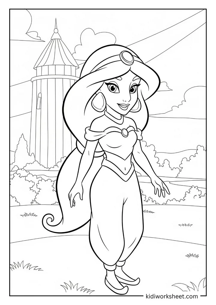 Jasmine in flowing outfit