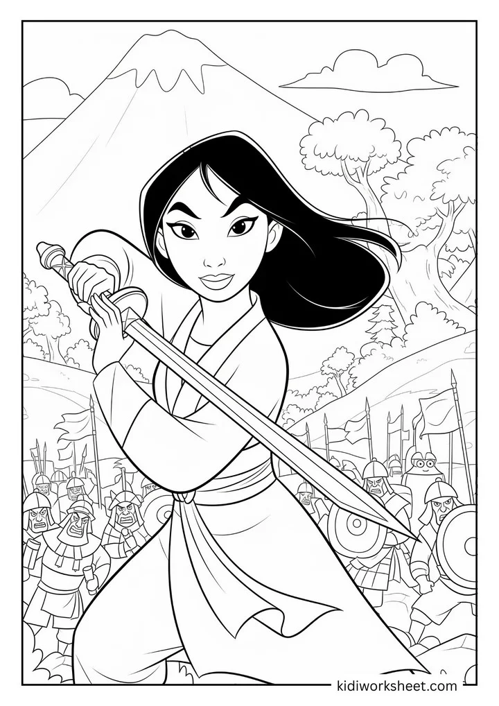 Mulan leading soldiers