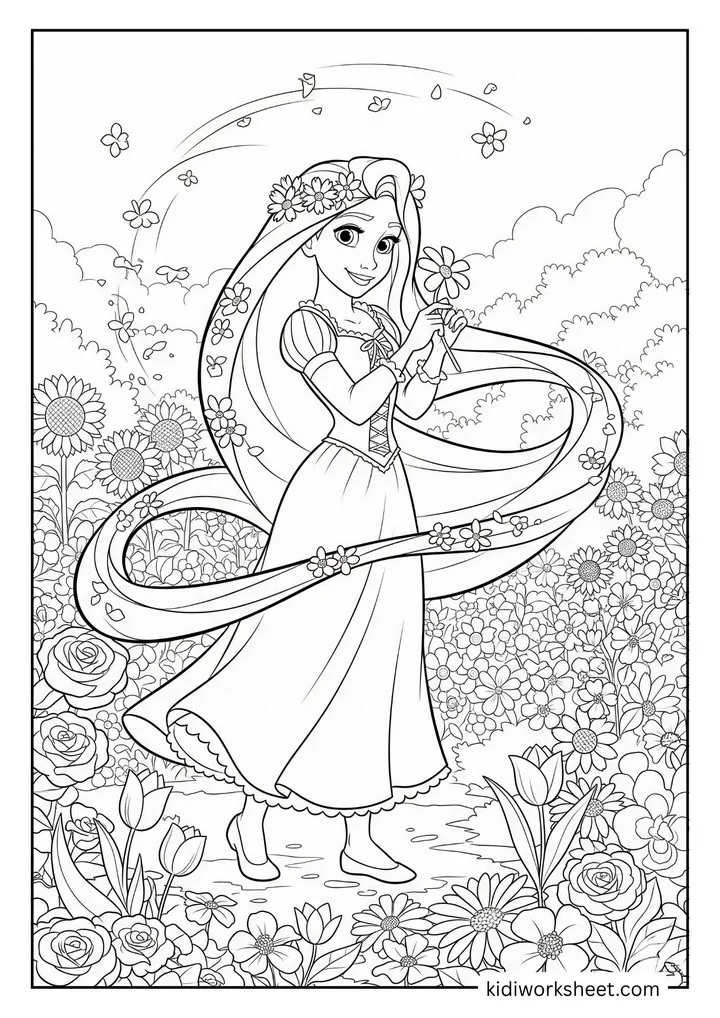 Rapunzel in flower garden