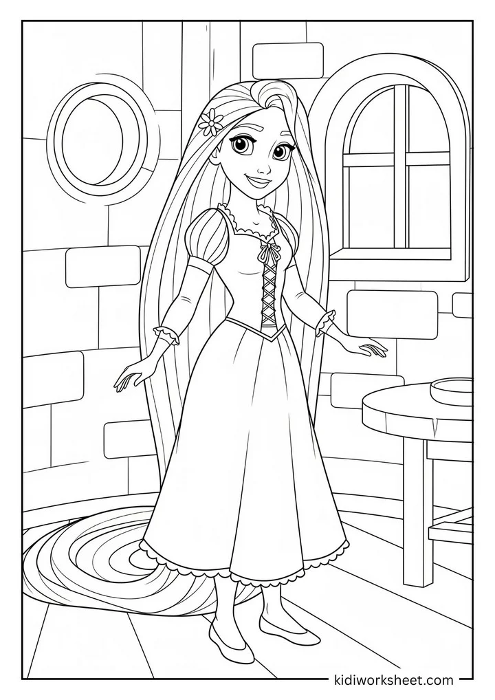 Rapunzel in tower room