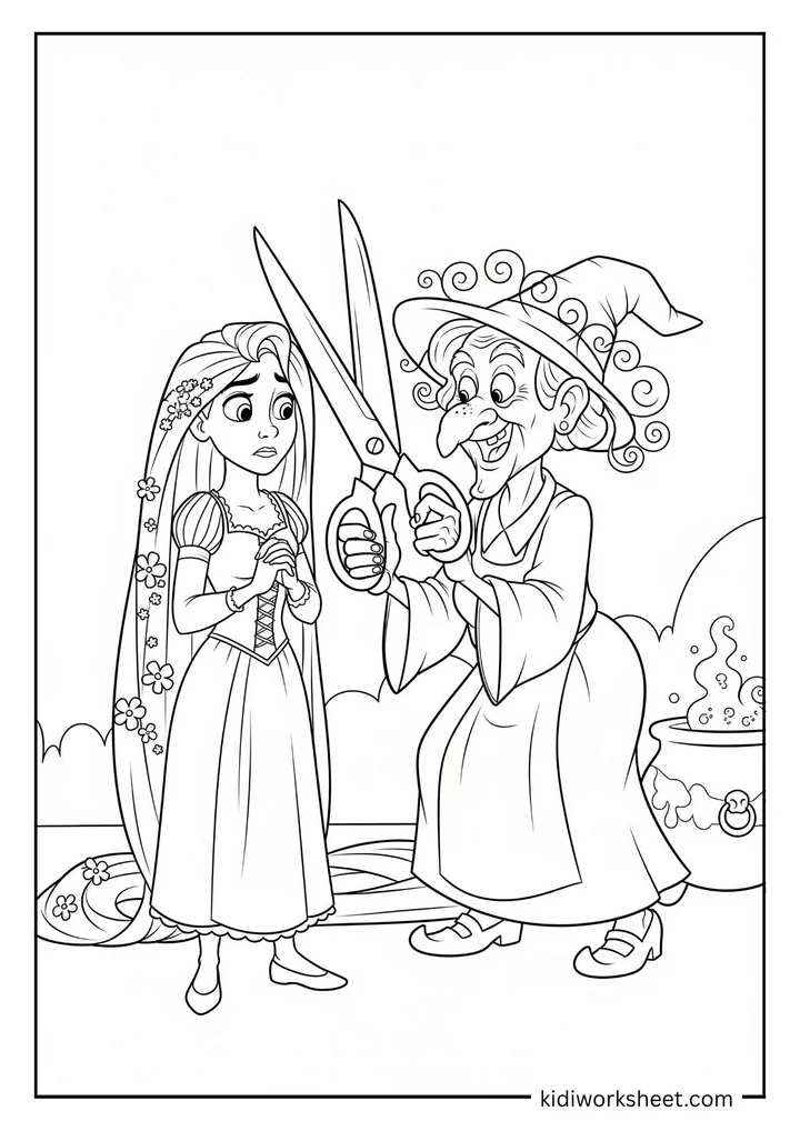 Mother Gothel cutting hair