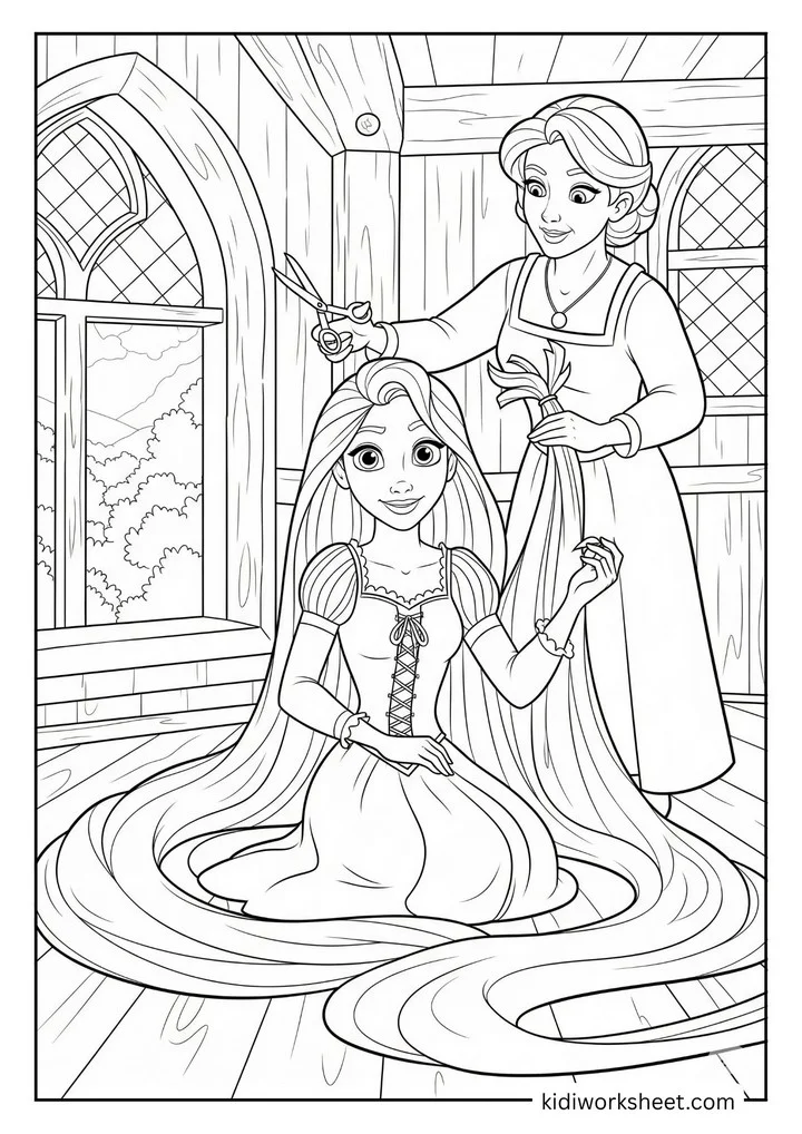 Rapunzel getting haircut