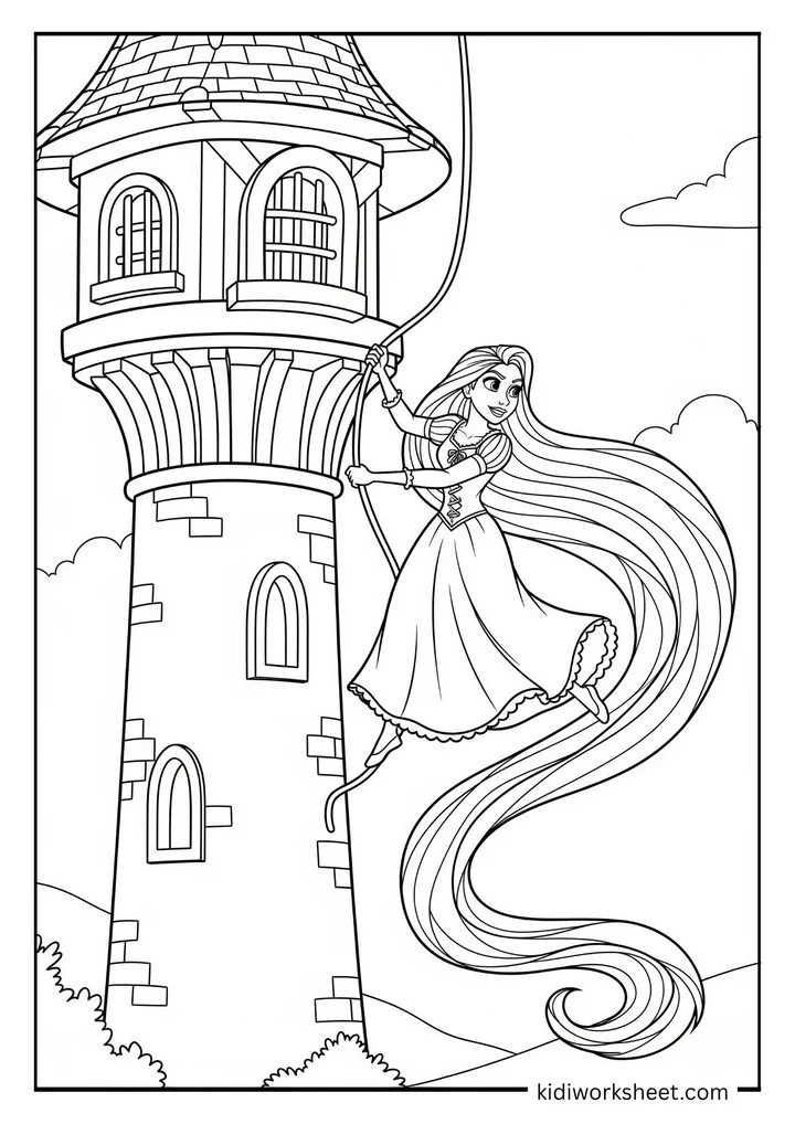 Rapunzel climbing tower