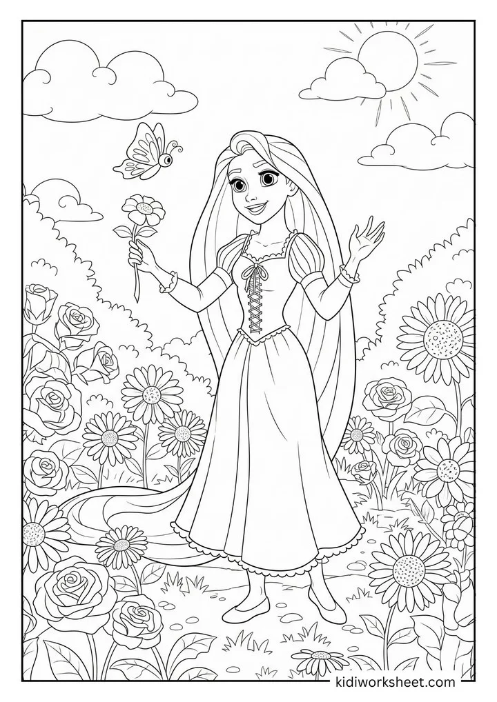 Rapunzel in sunny garden
