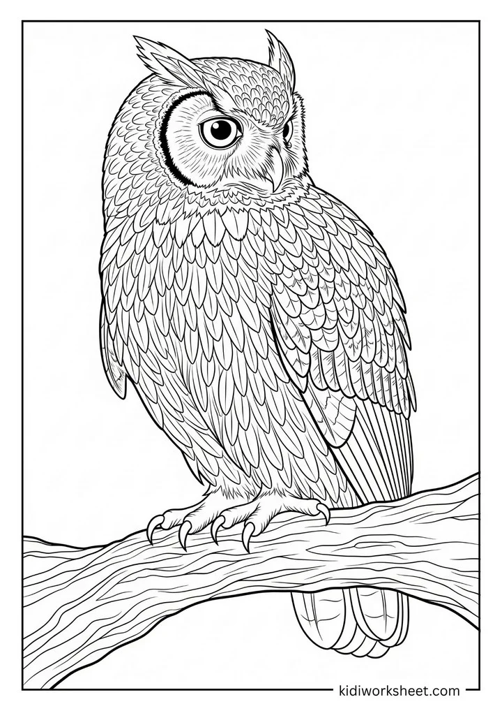 Detailed owl on branch