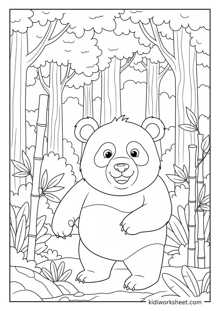 Happy panda in forest