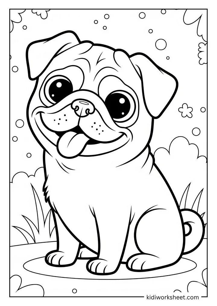 Pug smiling tongue out