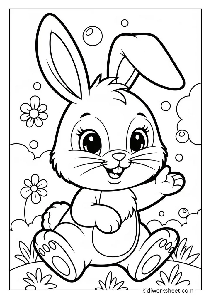 Cute bunny waving