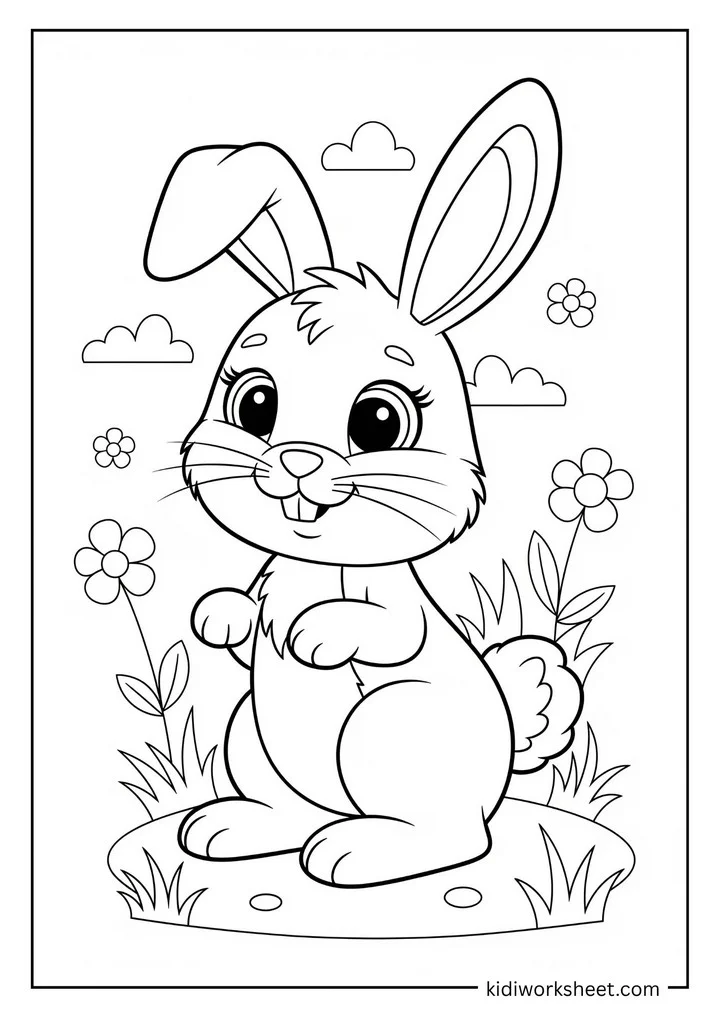 Cute bunny in flowers