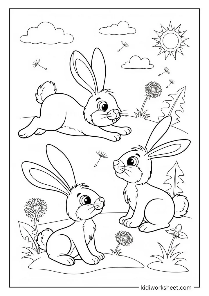 Three bunnies playing