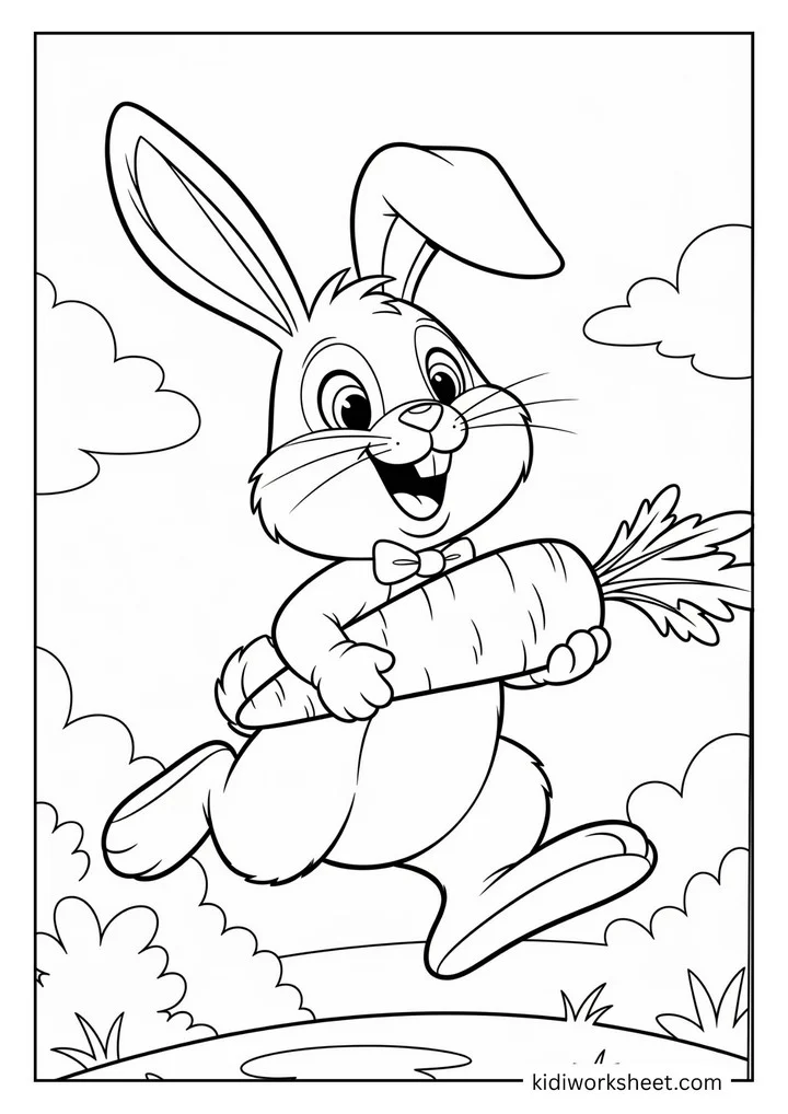 Bunny running with carrot