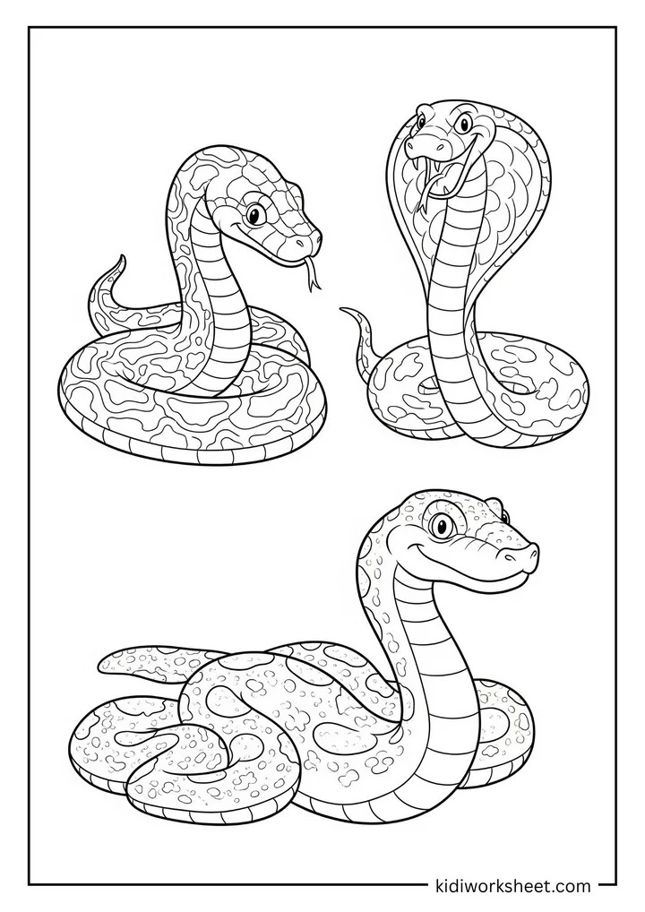 Various snakes drawing
