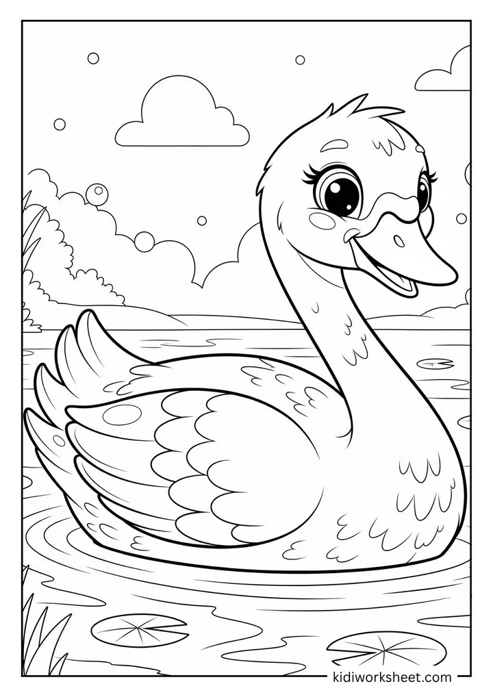 Swan swimming in pond