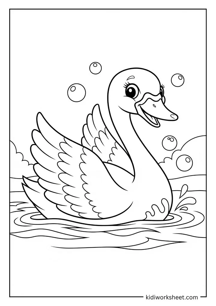 Swan splashing in water