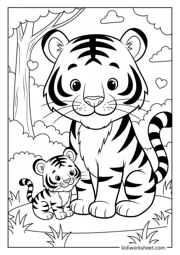 Mother and baby tiger
