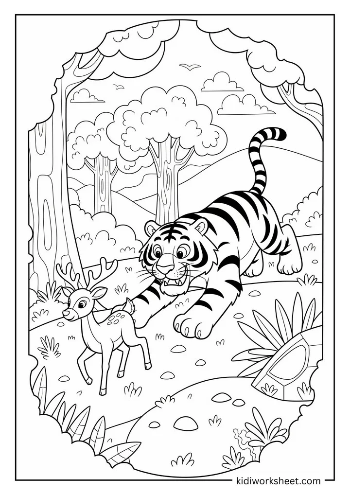 Tiger chasing deer