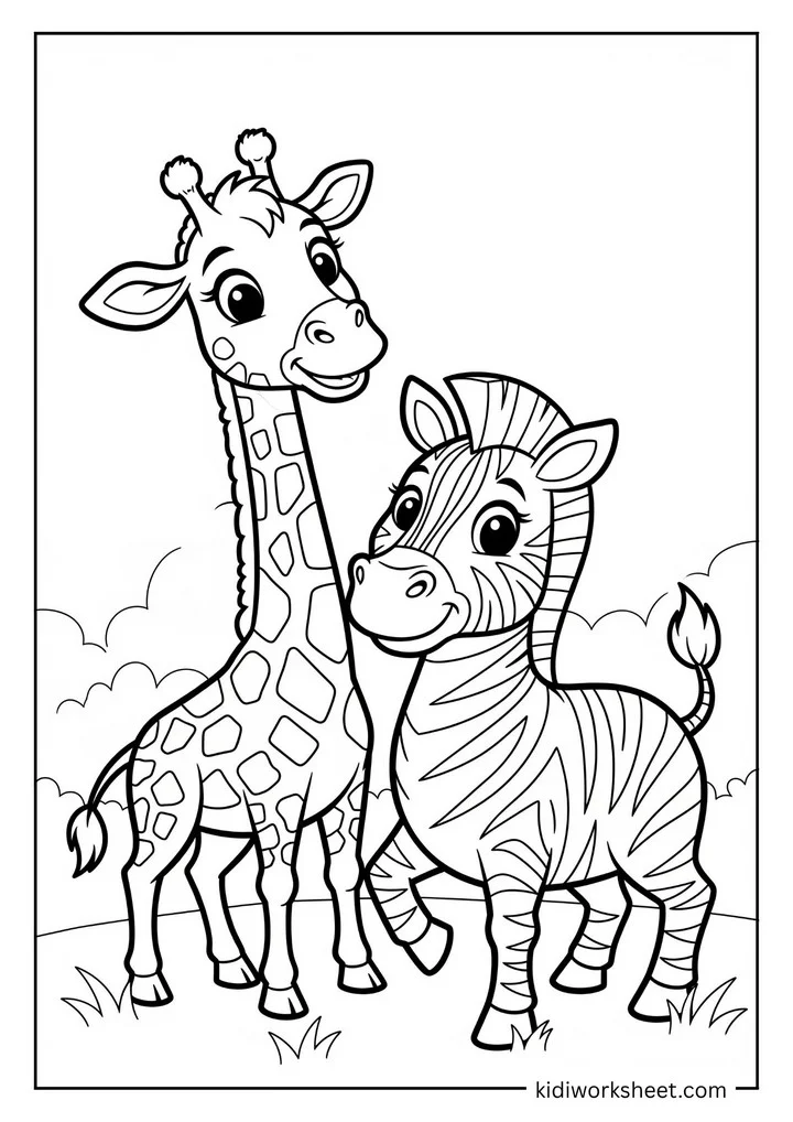 Giraffe and zebra friends