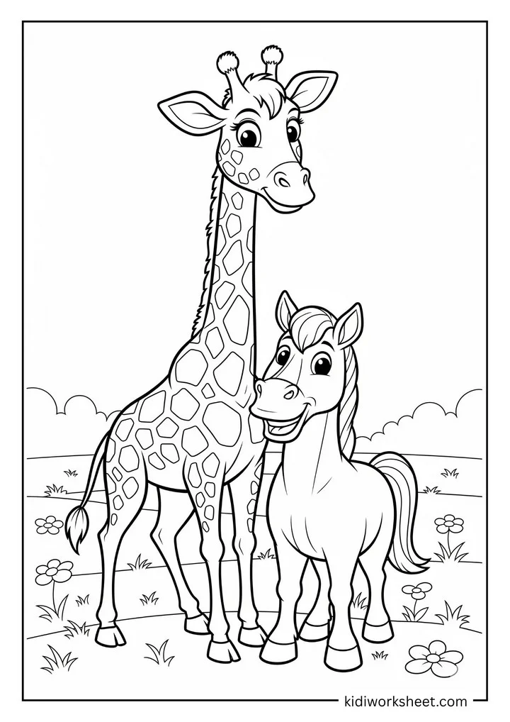 Giraffe and horse together